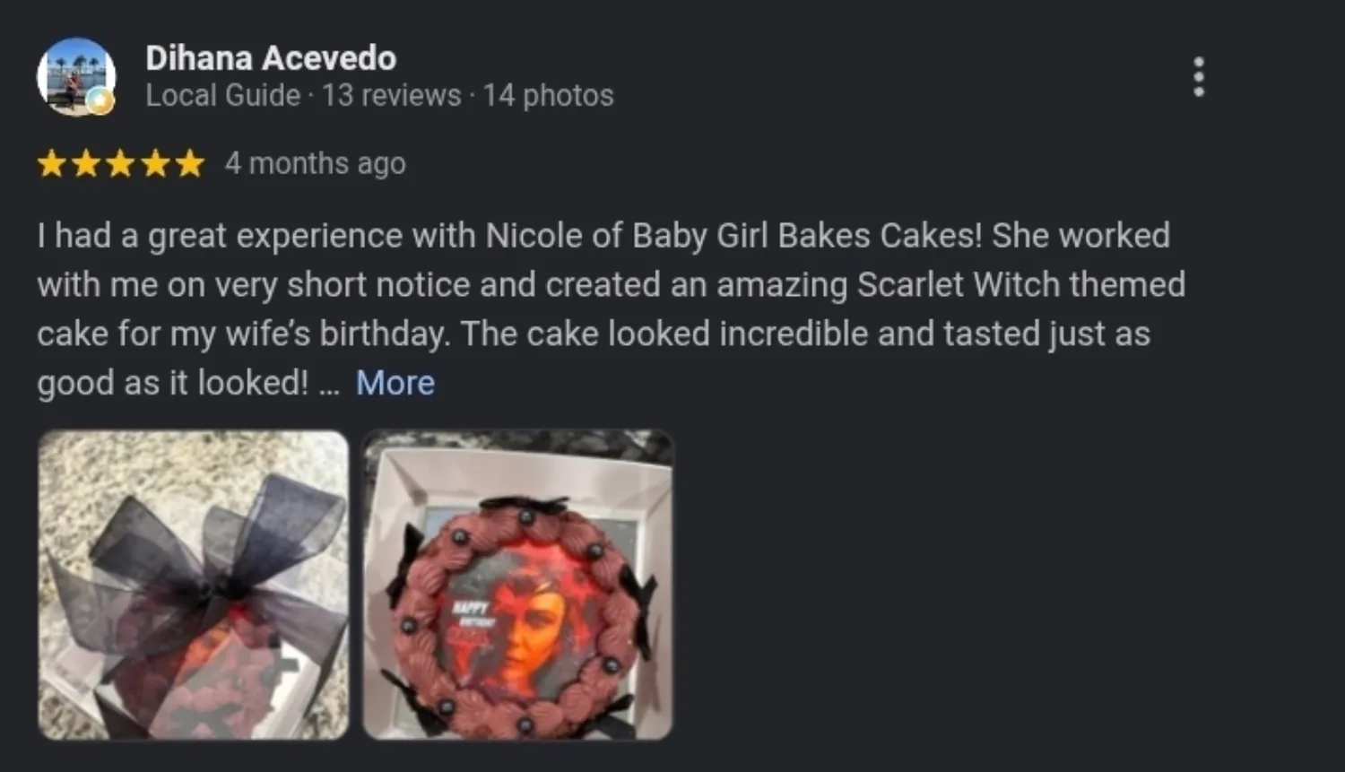 Baby Girl Bakes Google review 8